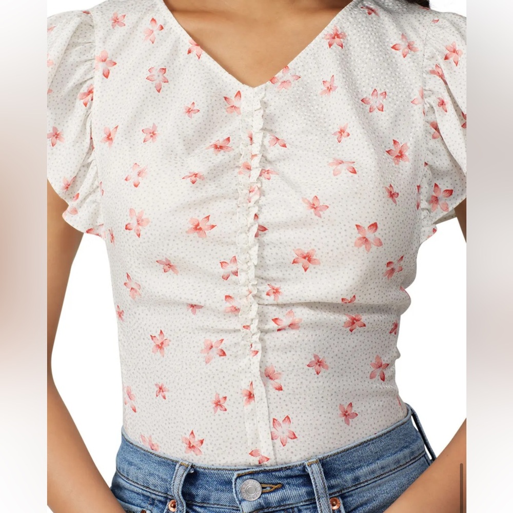 Rebecca Taylor NYC ruched Maui Floral Top Size 2 - Picture 2 of 8